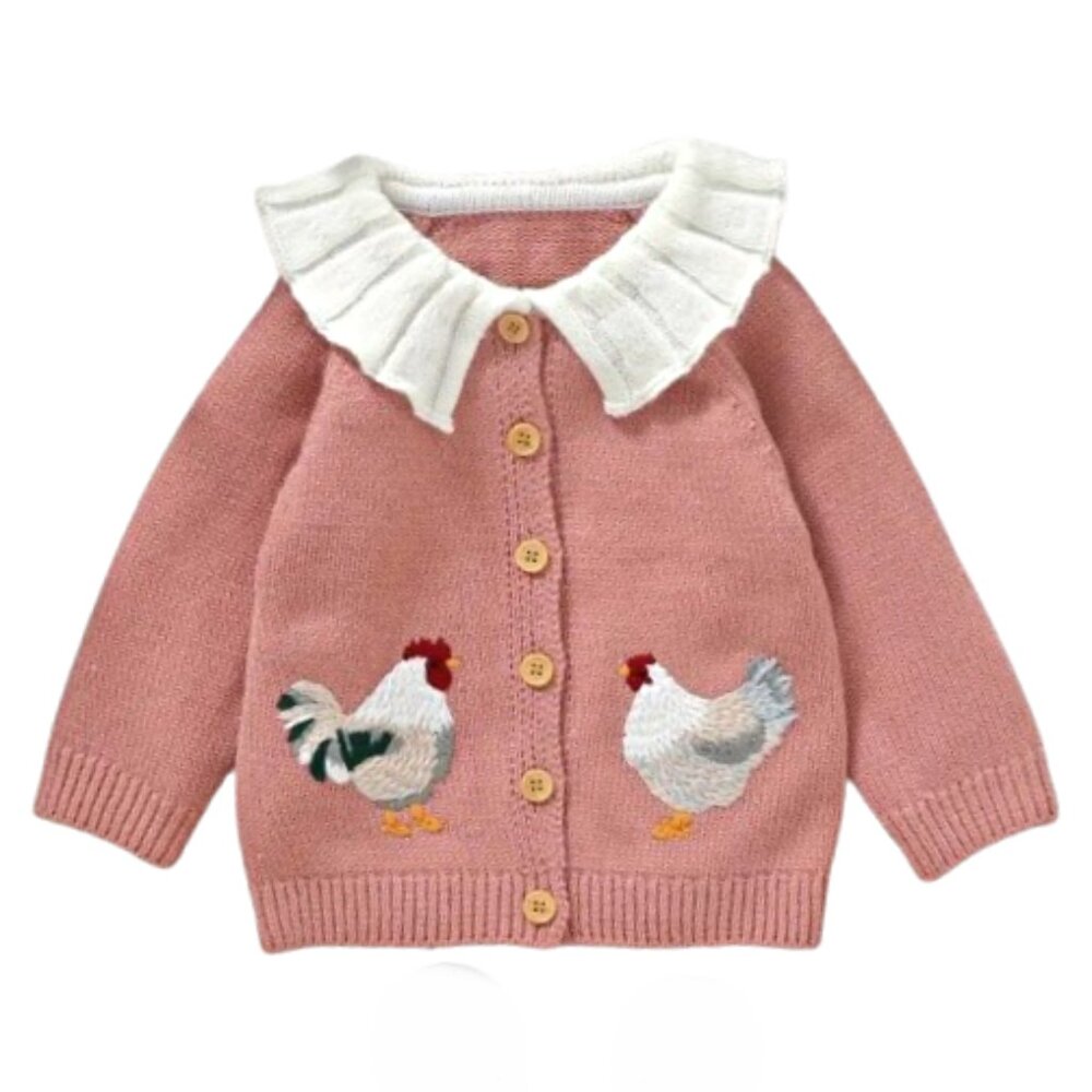 NEW Baby Size 6-9M 9-12M Rooster Chicken Cardigan In Package